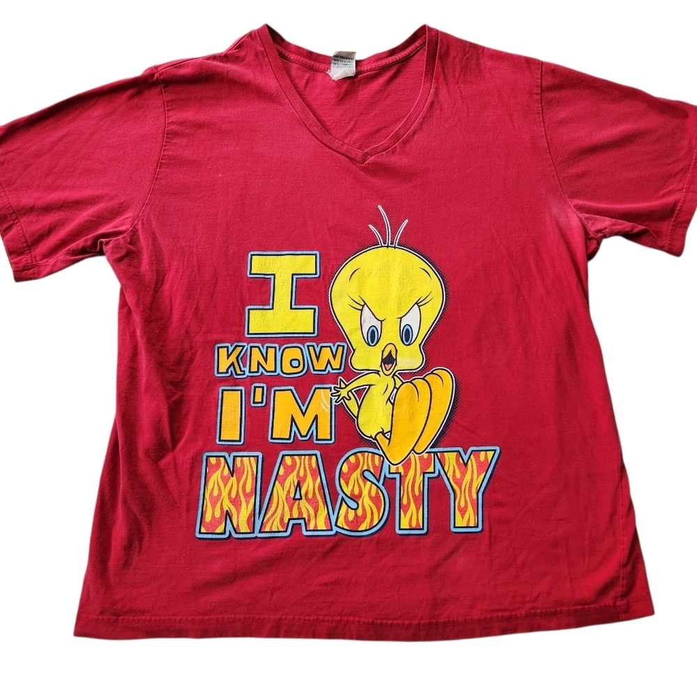 Vintage Y2K Looney Tunes Tweety Bird I Know I’m Nasty Oversized Tee Shirt